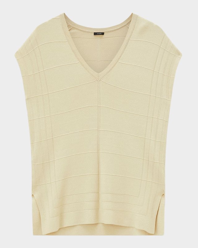 Cap-Sleeve Grid Knit Top